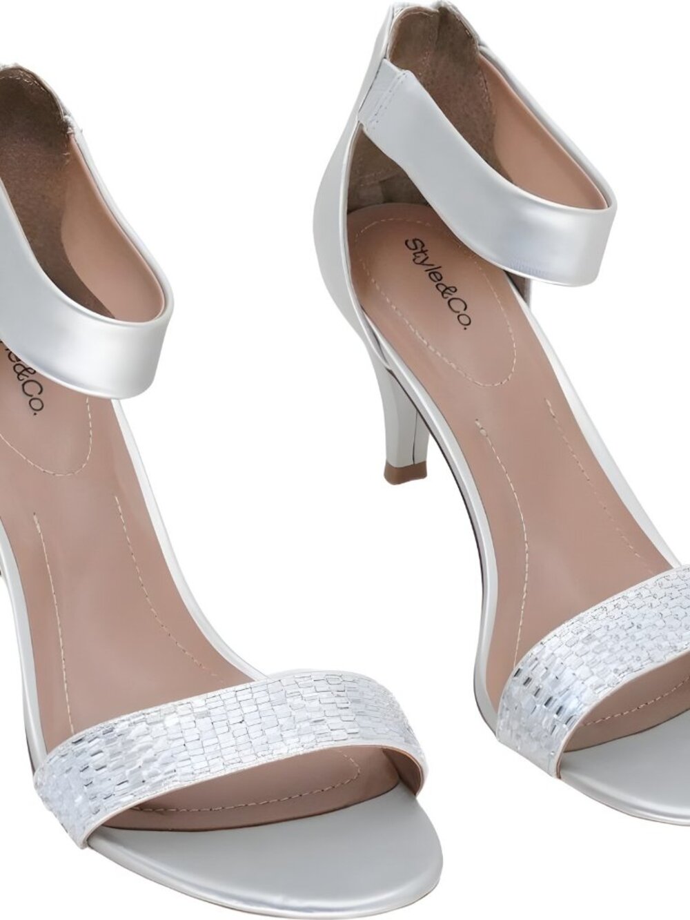 Style & Co Silver Two-Piece Evening Sandals Women US 9